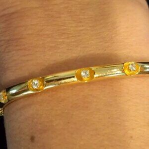VINTAGE~14K~YELLOW GOLD~DIAMOND~BANGLE BRACELET~EUC